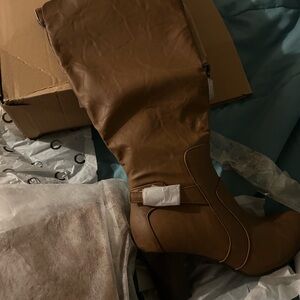 Brown Leather Knee-High Boots